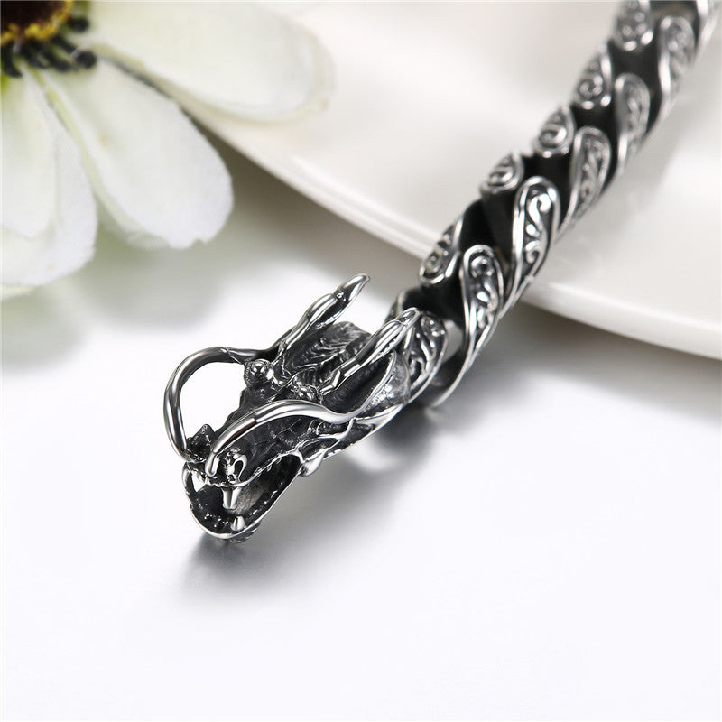 Twisted Dragon Double Head No Fade Stainless Steel Vintage Bracelets