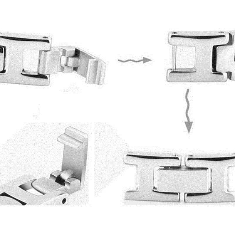 Couples Magnetic Fashion No Fade Silver Stainless Steel Bling Bling Bracelets