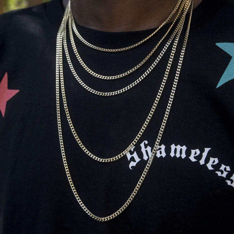 Mens 5mm Solid No Fade Stainless Steel Cuban Link Chain Necklace