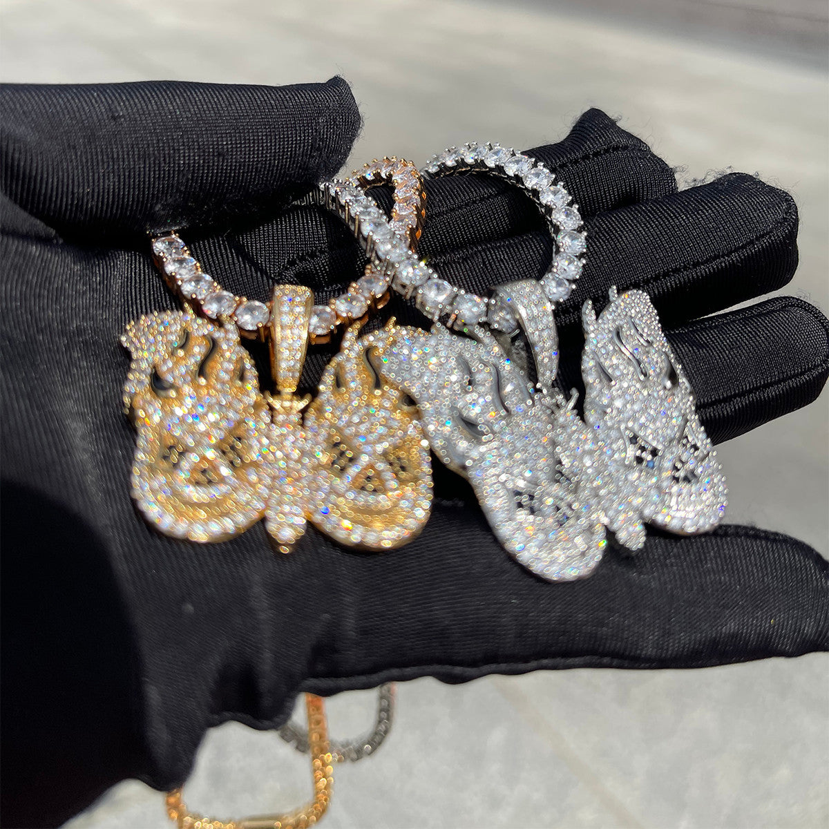 Ladies Anime Bling Bling 24k Gold Butterfly Hip Hop Pendant Chain Necklace