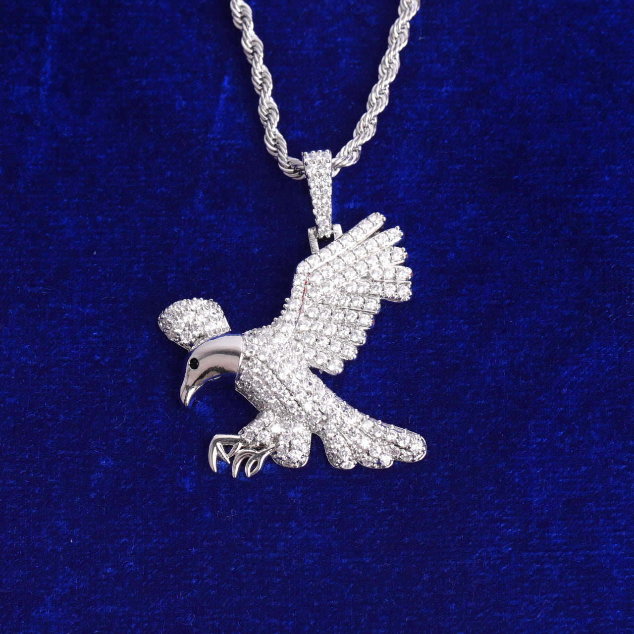 Crowned Majesty | Gold Silver Rose Soaring Eagle VVS Diamond CZ Hip Hop Pendant