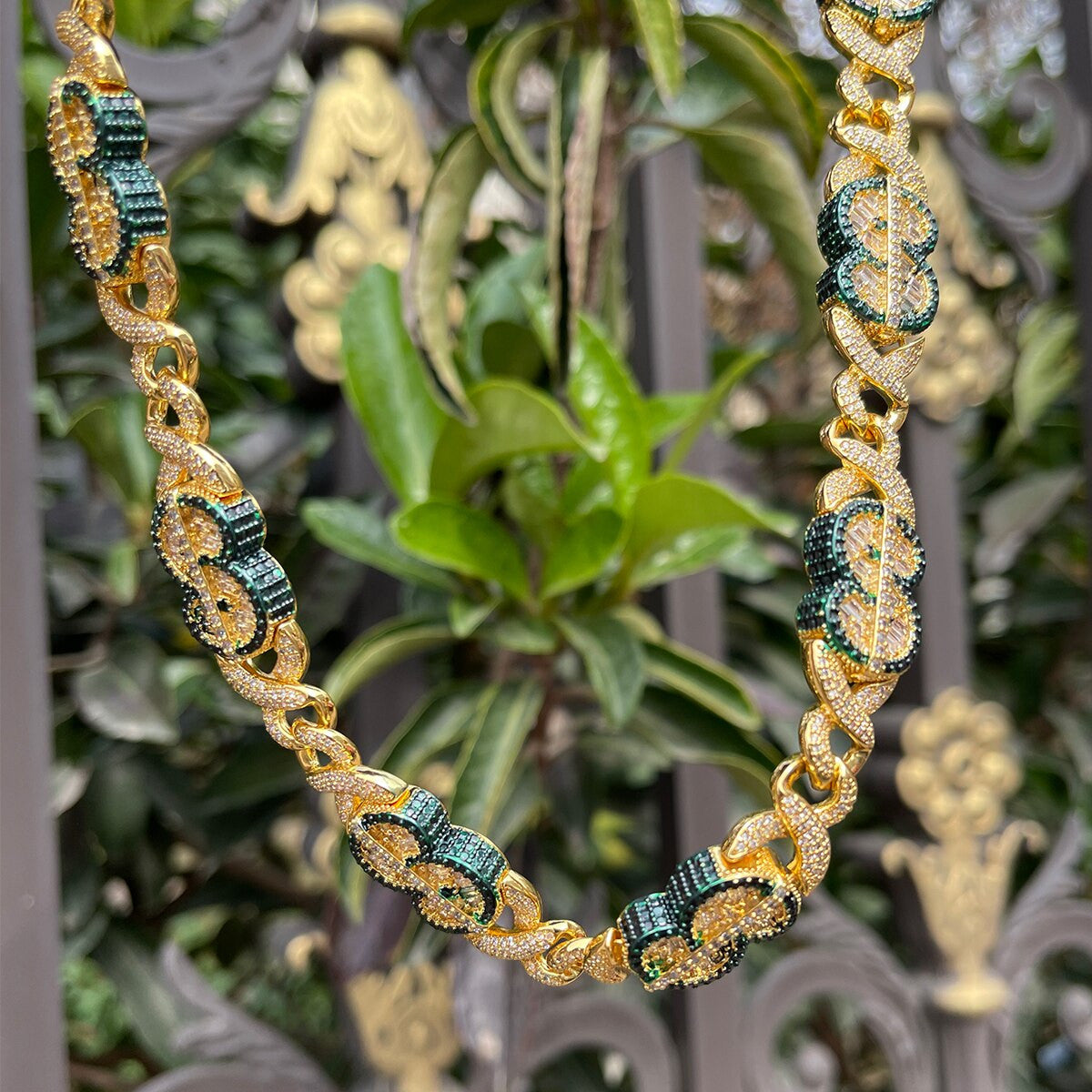 Flooded Ice Cuban Link Cash Money Dollar Sign Hip Hop Street Wear Chain Necklaces