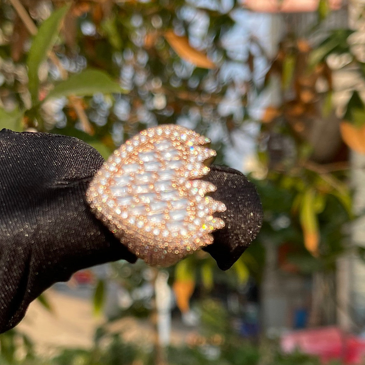 24k 925 Silver Rose Gold Baguette Flaming Heart On Fire Casual Street Wear Rings