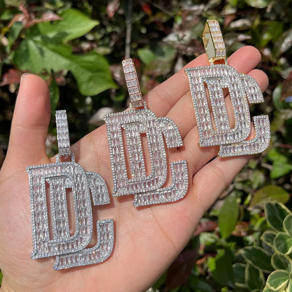 Mens Iced Baguette Blinged Out Dream Chasers 5A Hip Hop Pendant Chain