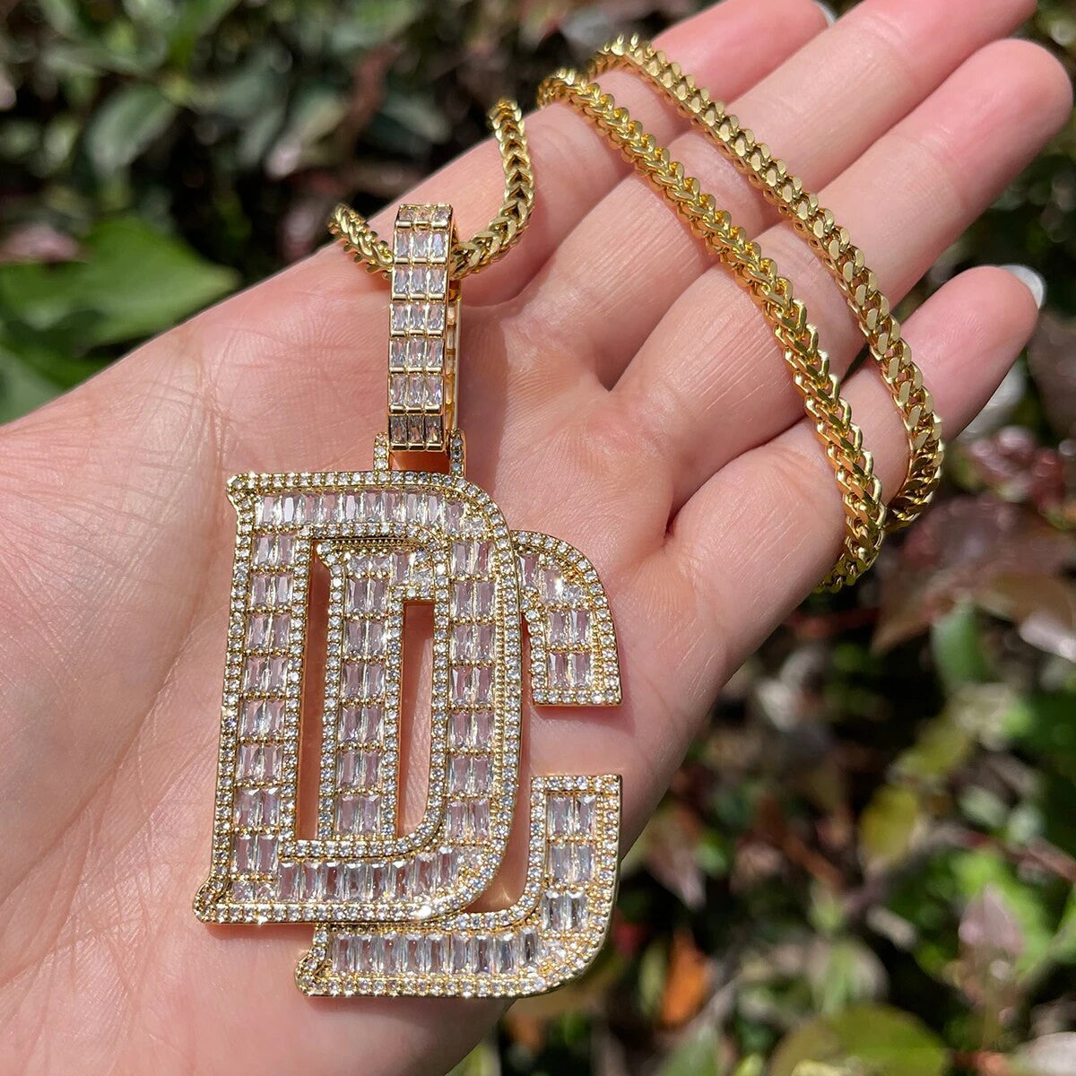 Mens Iced Baguette Blinged Out Dream Chasers 5A Hip Hop Pendant Chain