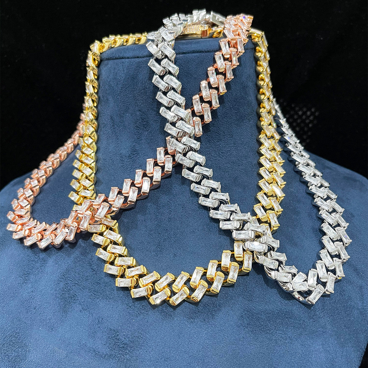 Arctic Cuban | Ice Cold All Baguette Gold Silver Rose Prong Set Hip Hop Chain