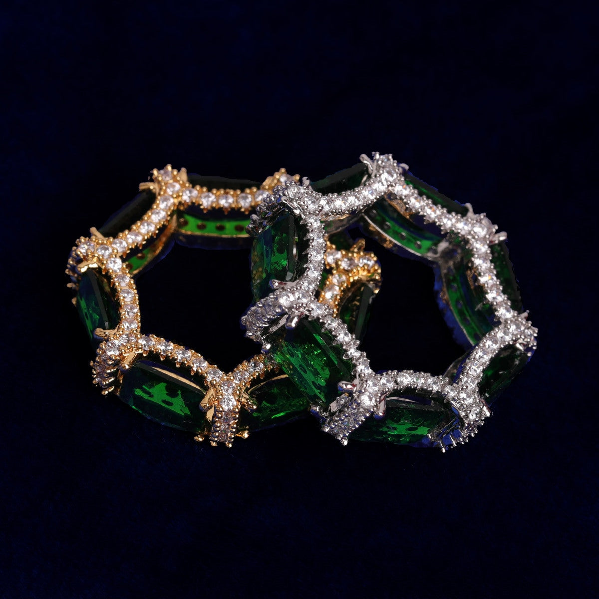 24k Gold Silver Rose Mens Iced Blinged Out Gemstone Hip Hop Rings