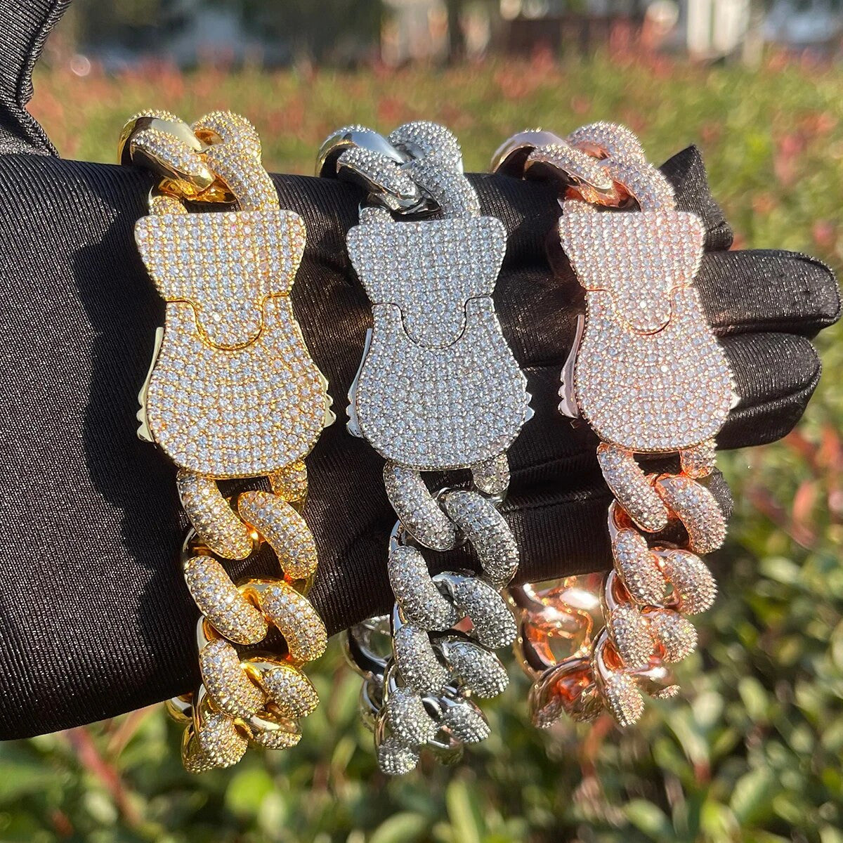 Mens 20mm Designer Miami Cuban Link Pad Lock Style Hip Hop Bracelet