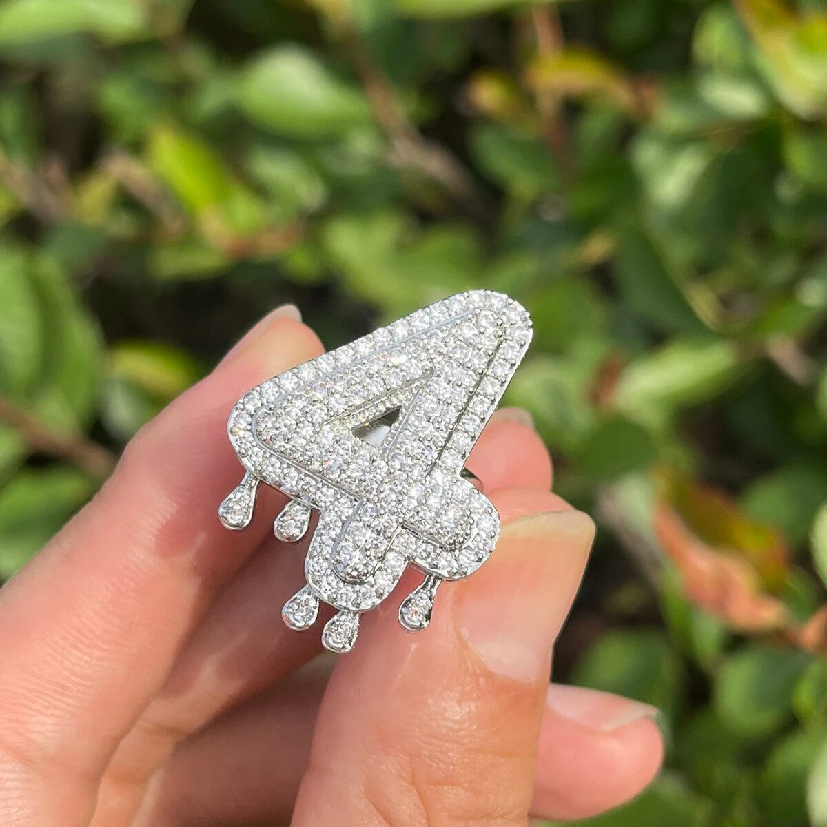 Dripped Ice | Custom Initial Letter Prong Set Stone Adjustable Rings