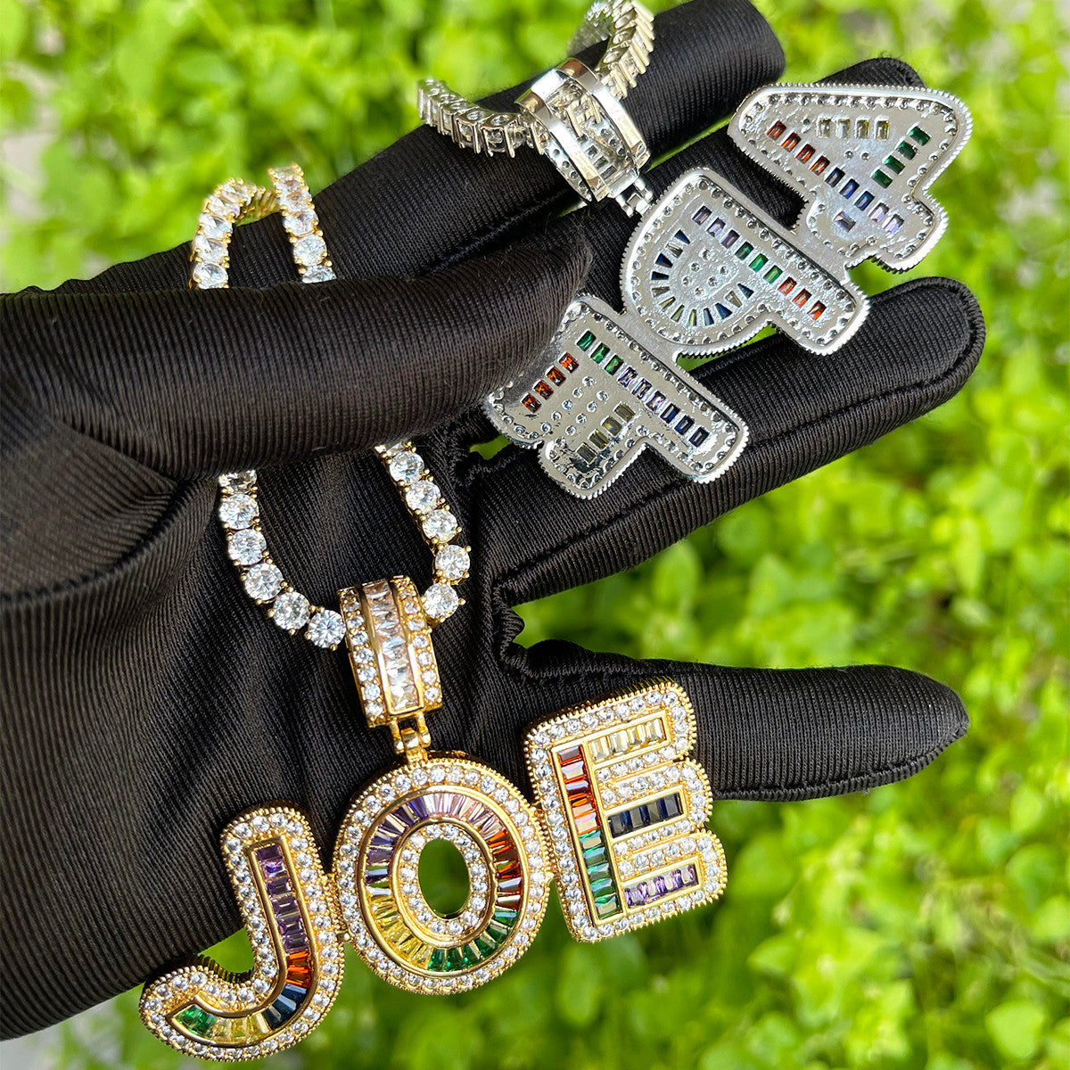 Candy Coated | Colorful Baguette Custom Made Iced Blinged Out Pendants