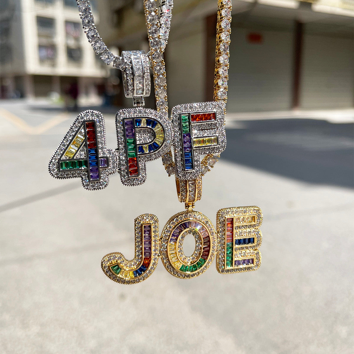 Candy Coated | Colorful Baguette Custom Made Iced Blinged Out Pendants