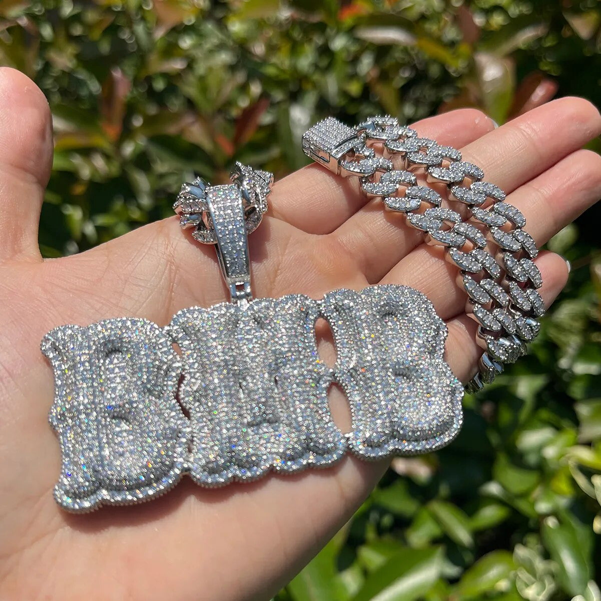 Frosted Wave | Flooded Ice 3D Custom Raised Letter Two Tone Hip Hop Pendant