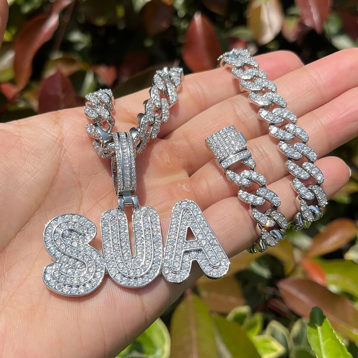 Retro Squad | Flooded Ice Graffiti Letter Hip Hop Custom Bling Chain Necklace