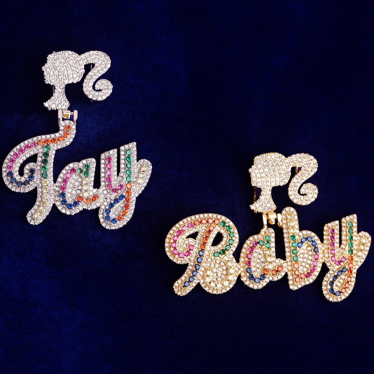 Colorful Stone Iced Custom Made Barbie Hip Hop Chain Necklace