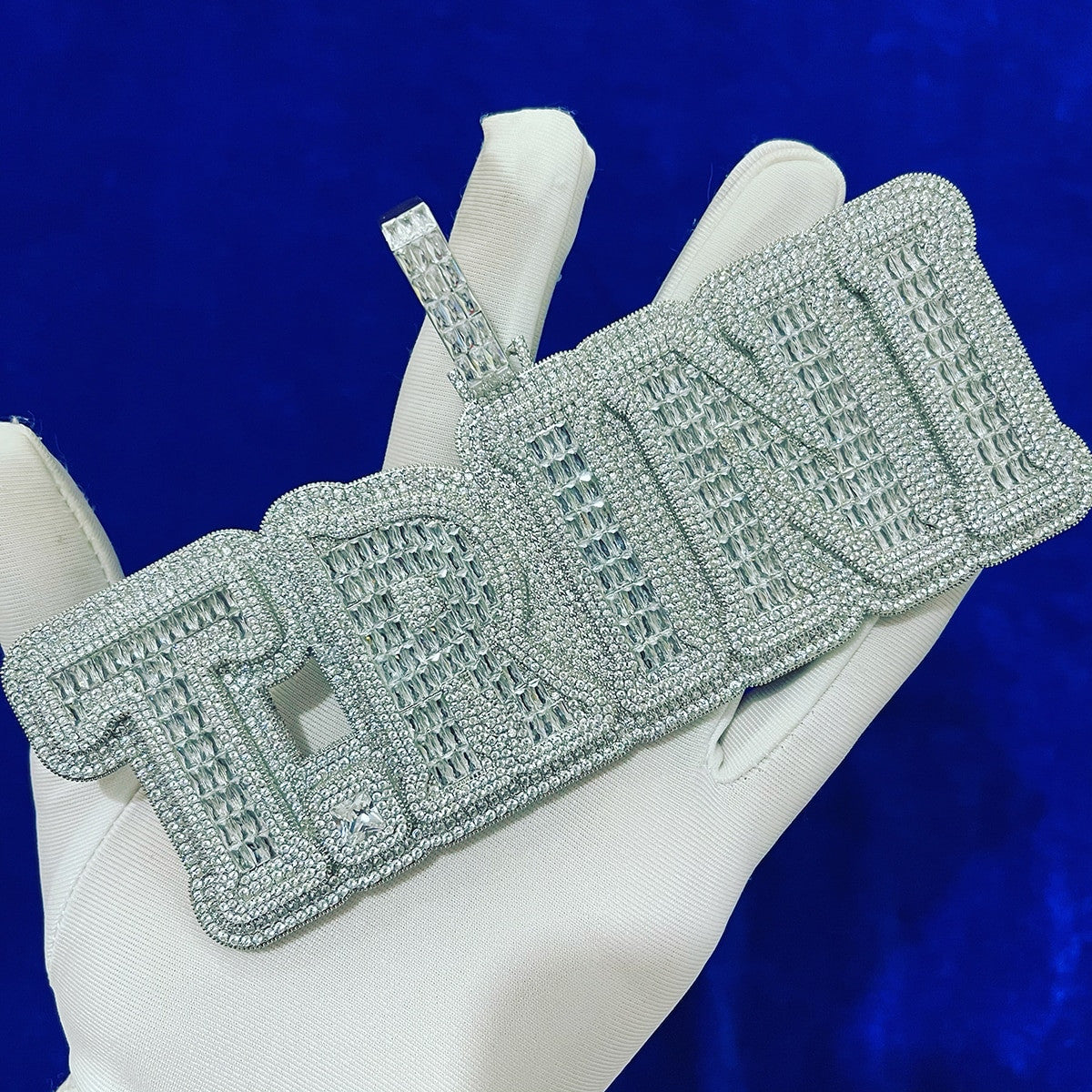 Boss Life Custom Baguette Hip Hop 24k Yellow 14k White Gold Flooded Ice Name Plate Pendant