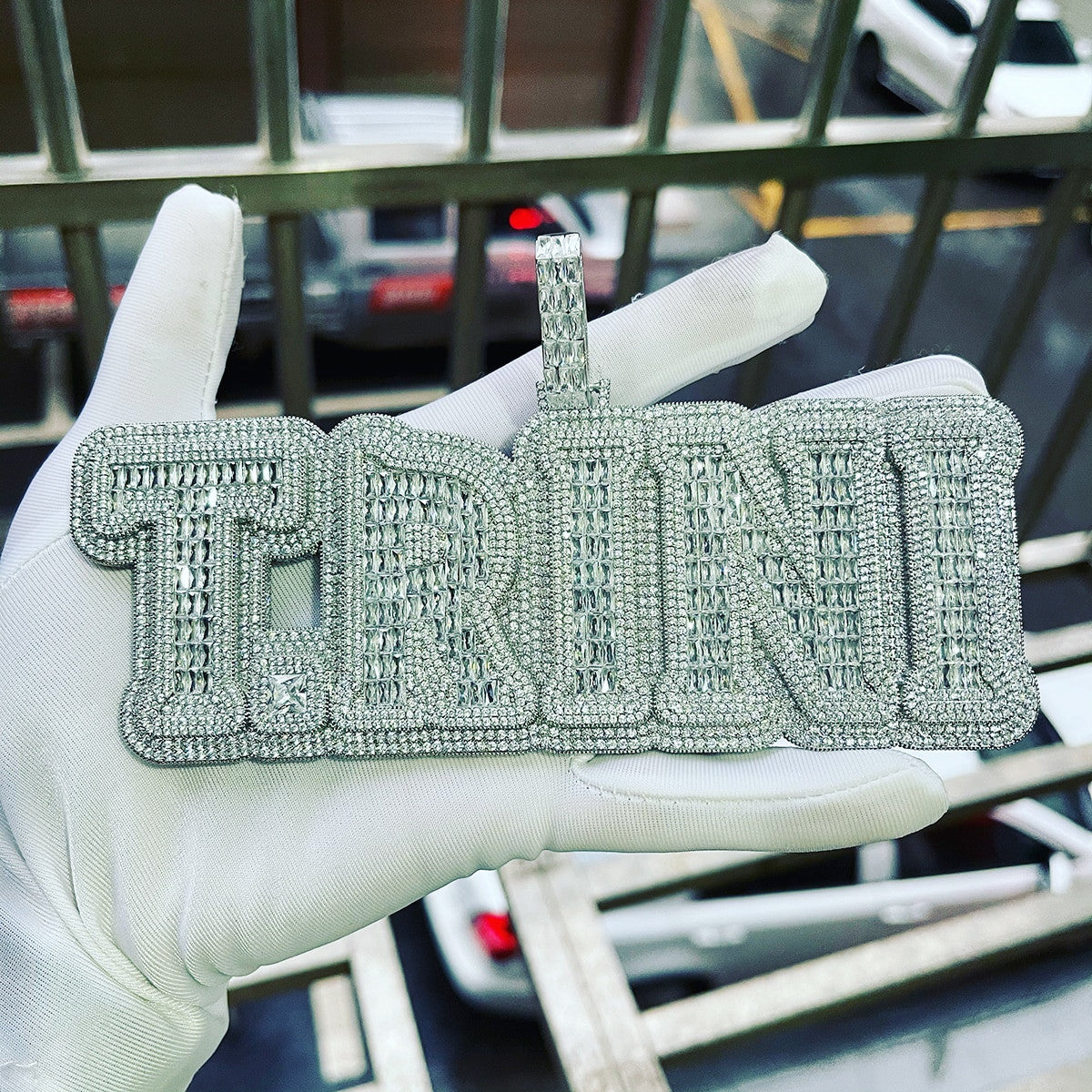 Boss Life | Custom Baguette Hip Hop 24k Yellow 14k White Gold Flooded Ice Name Plate Pendant