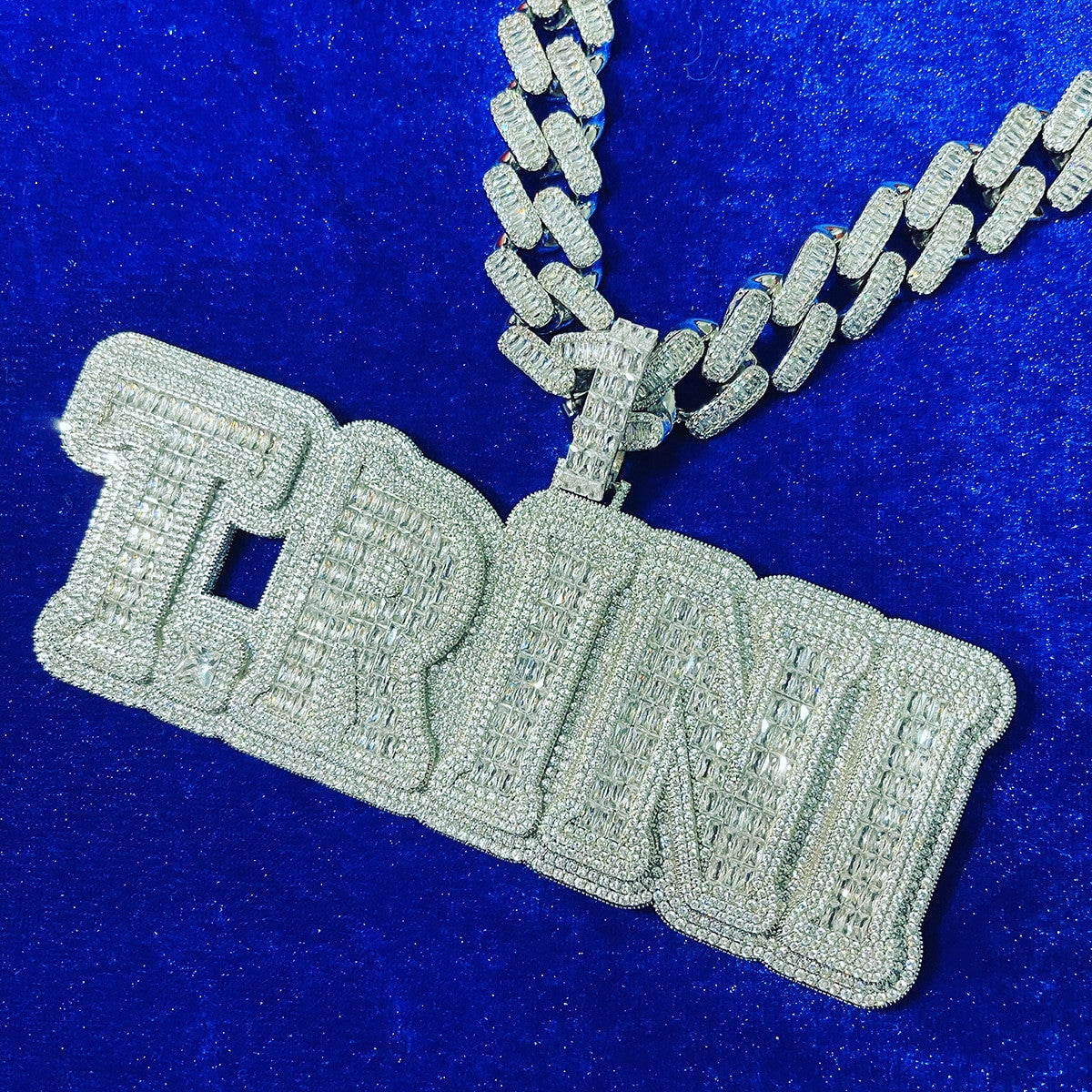 Boss Life | Custom Baguette Hip Hop 24k Yellow 14k White Gold Flooded Ice Name Plate Pendant