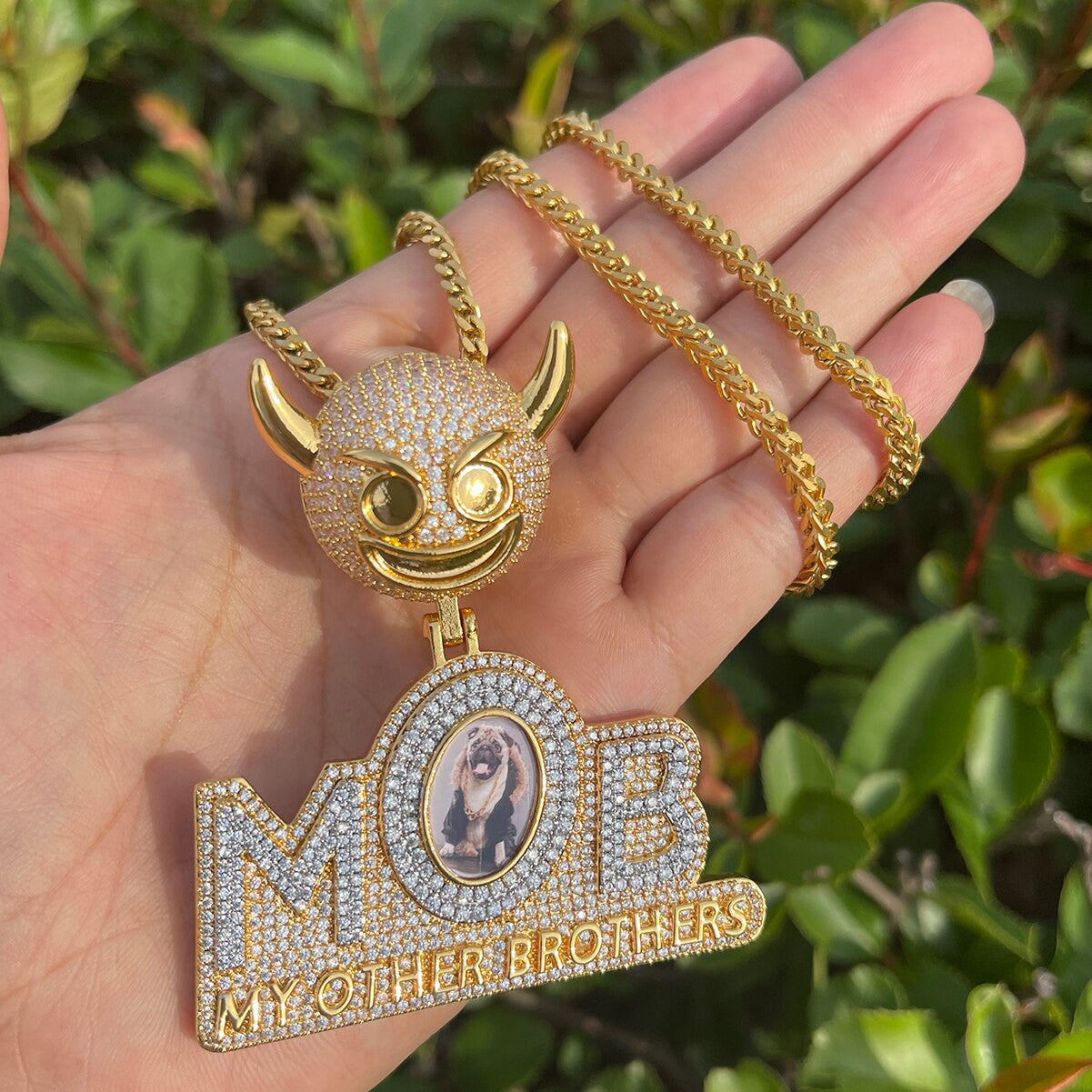 My Other Brothers Flooded Ice Custom Hip Hop Photo Chain Picture Pendant Chain