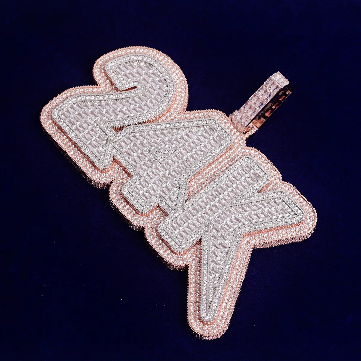 Street Elite | Flooded Ice Baguette Iced Custom Double Layer Name Plate Pendant