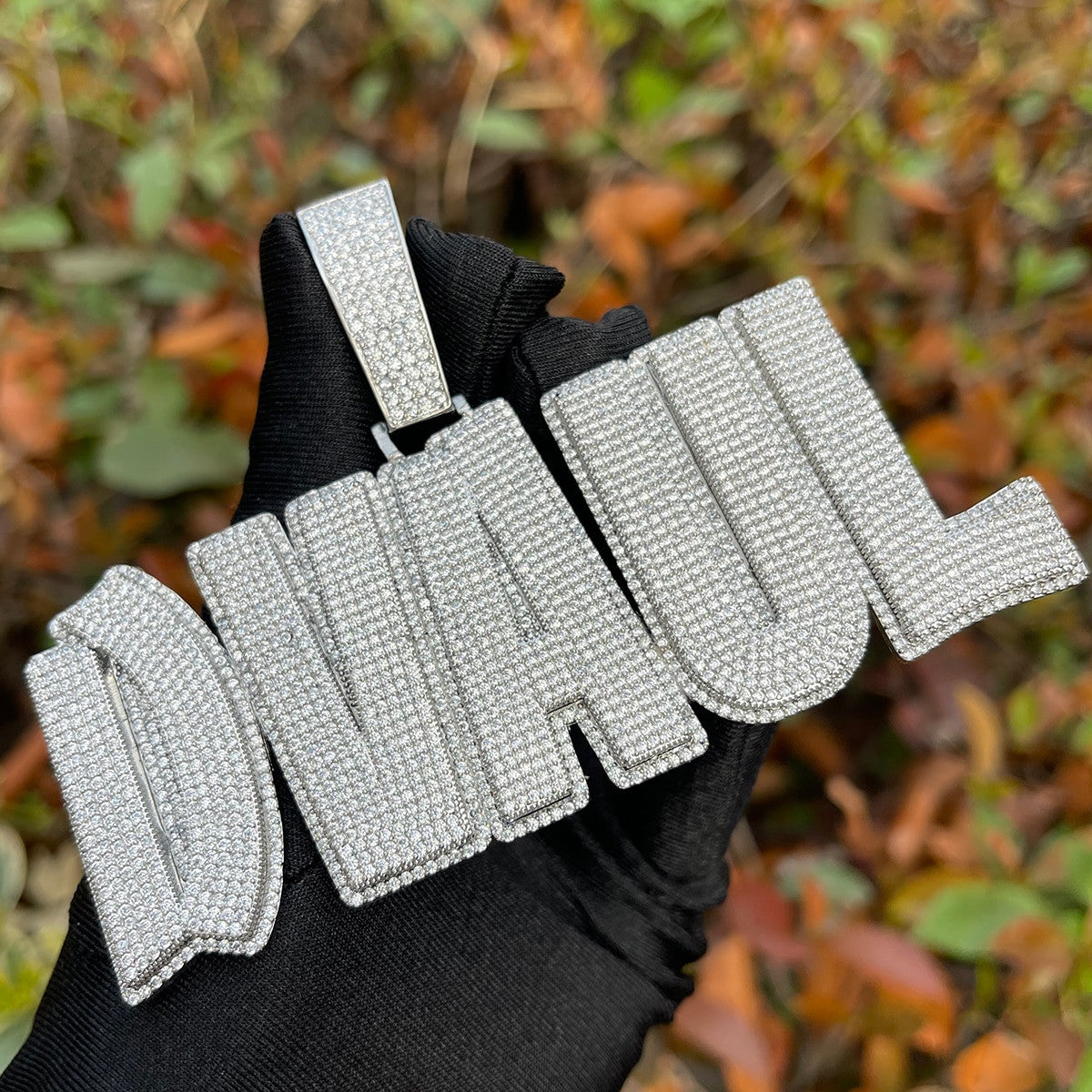 Flooded Ice Customized Name Plate Two Tone Hip Hop Personalized Bling Pendants