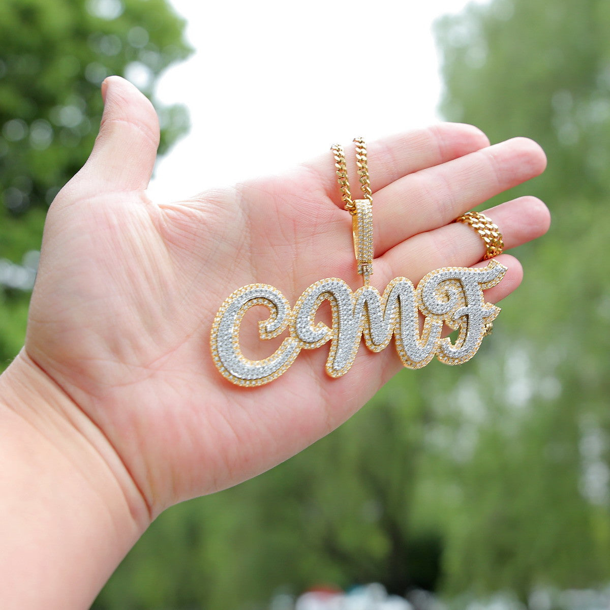 Designer Script | Personalized Gold Silver 4 Prong Set Nameplate Hip Hop Pendant