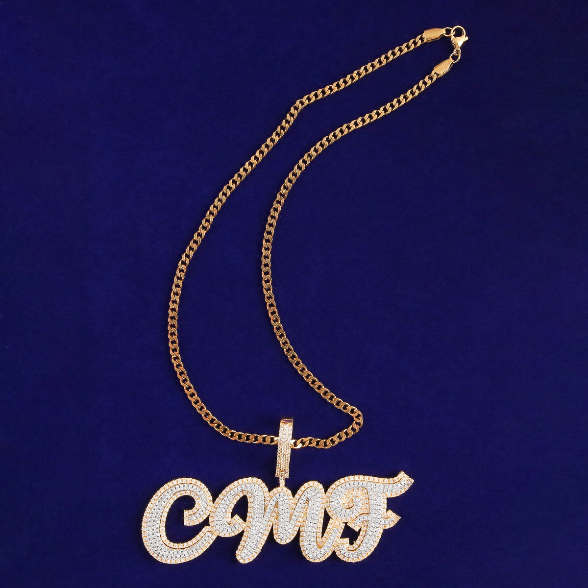 Designer Script | Personalized Gold Silver 4 Prong Set Nameplate Hip Hop Pendant