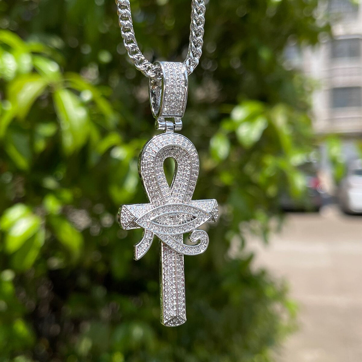 Eye Of Horus | 24k Gold 925 Silver VVS Diamond CZ Ankh Cross Hip Hop Pendant