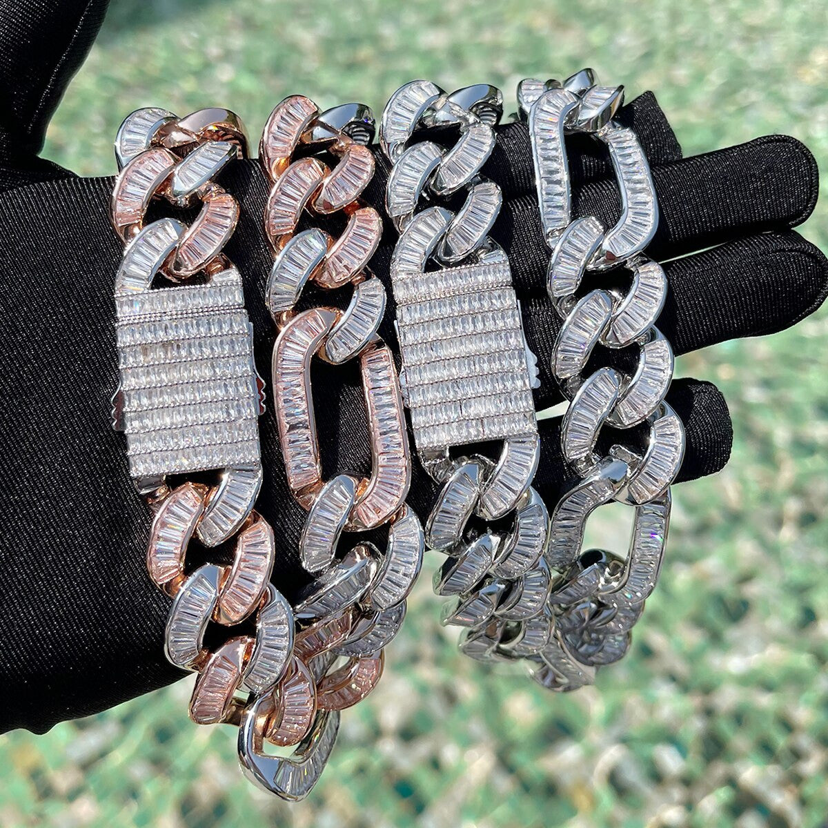 The Baguette Figaro | Hip Hop Totally Iced Blinged Out VVS Diamond CZ Link Chain