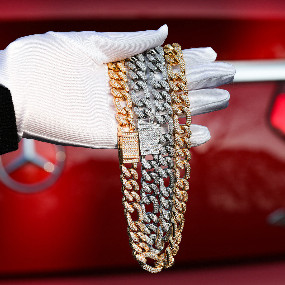  Mens Hip Hop 24k Gold 925 Silver Figaro Link Buss Down Chain Necklace