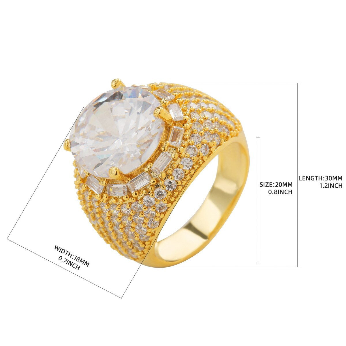 Mens Big Boy Centerstone Fully Iced Micro Pave Street Wear Bling Rings