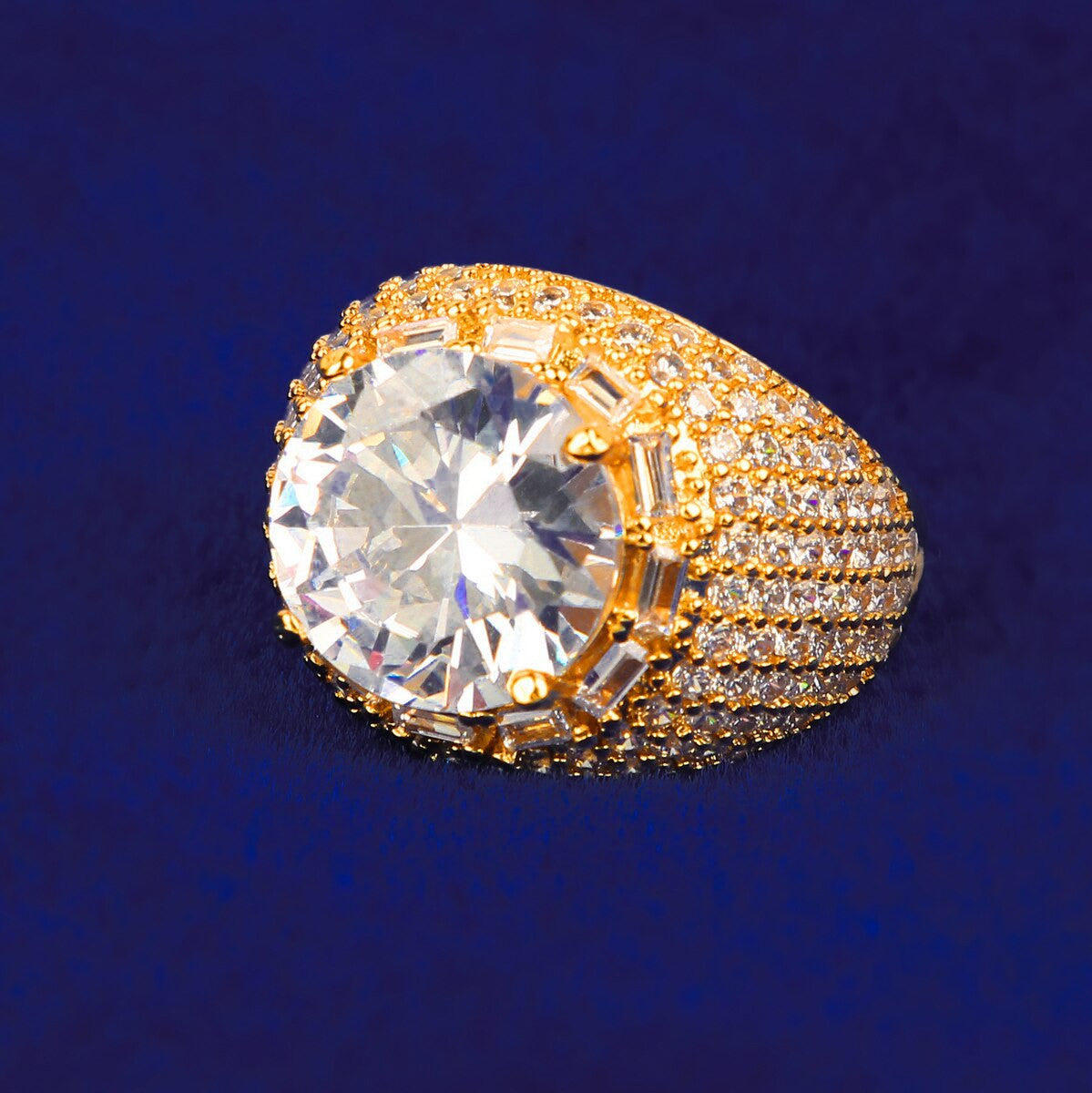 Mens Big Boy Centerstone Fully Iced Micro Pave Street Wear Bling Rings