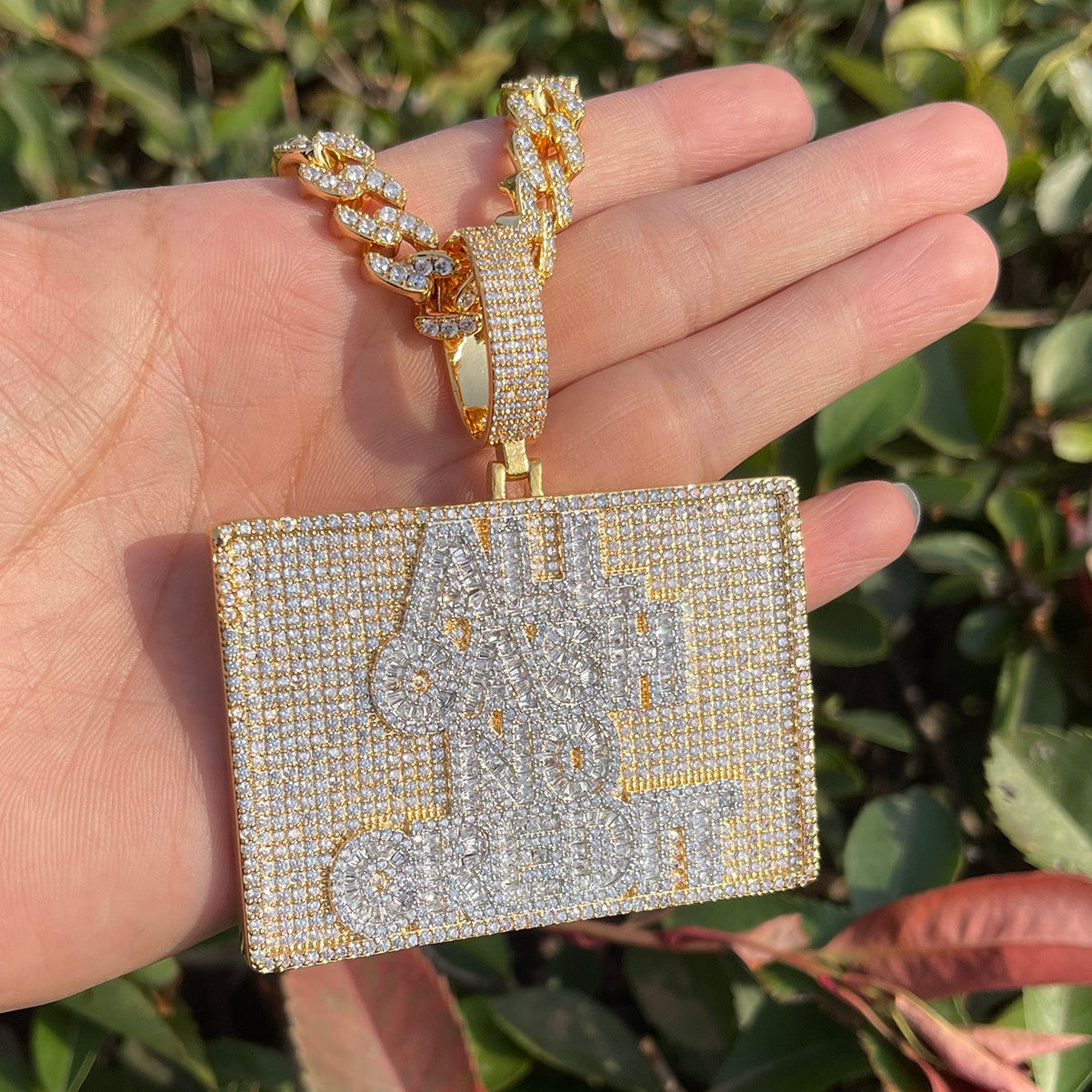 All Cash No Credit | Baguette Iced Blinged Out VVS Diamond CZ Hip Hop Pendant