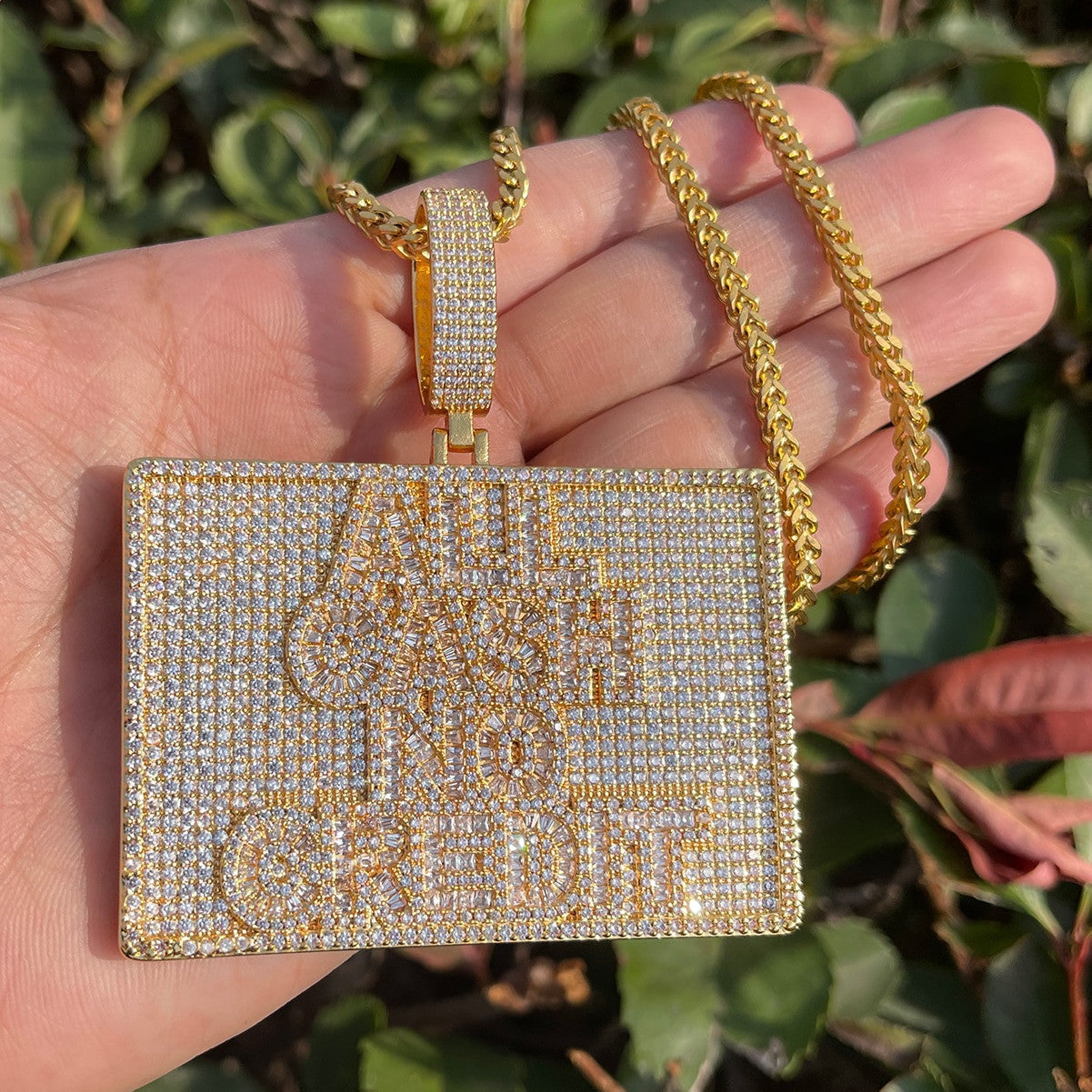 All Cash No Credit | Baguette Iced Blinged Out VVS Diamond CZ Hip Hop Pendant