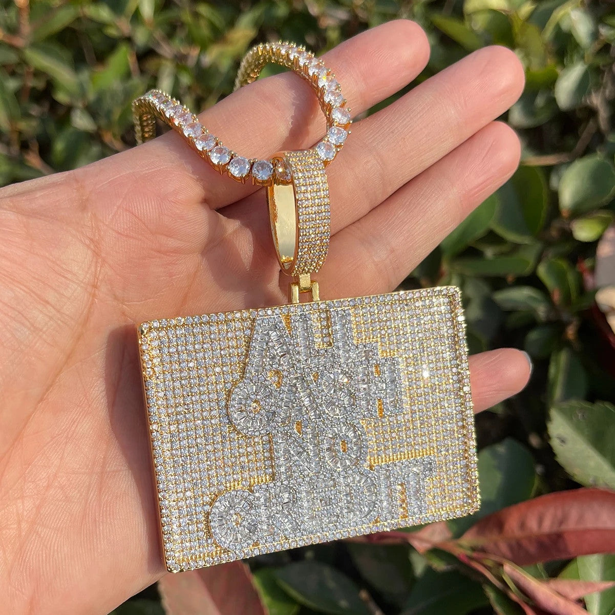 All Cash No Credit | Baguette Iced Blinged Out VVS Diamond CZ Hip Hop Pendant