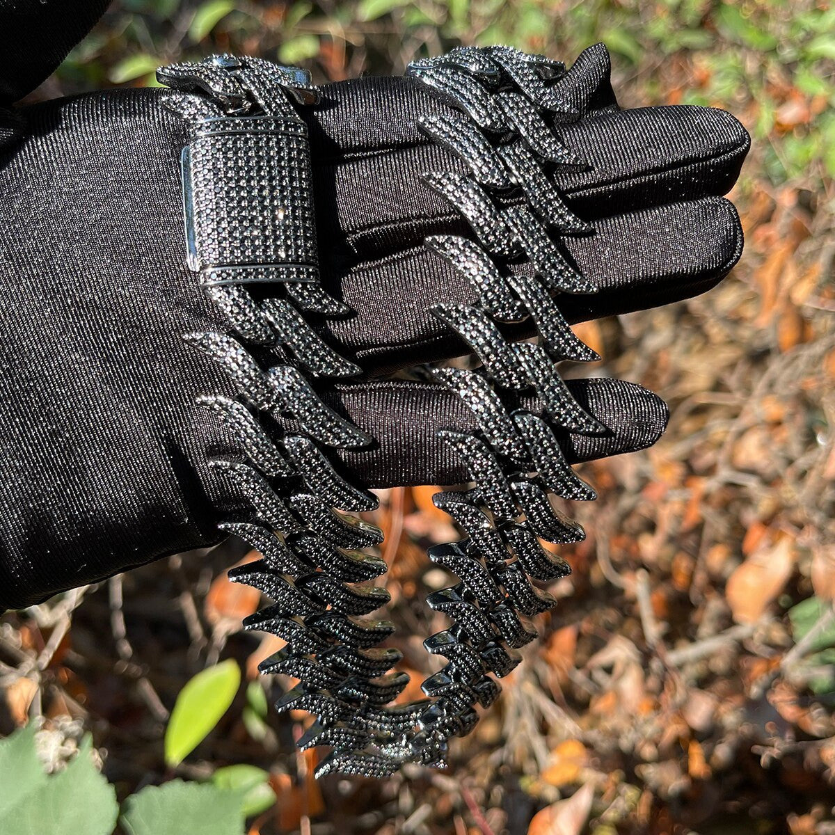 Mens Flooded Iced Fire Flame Boy Gunmetal Black Hip Hop Street Wear Chain Necklaces