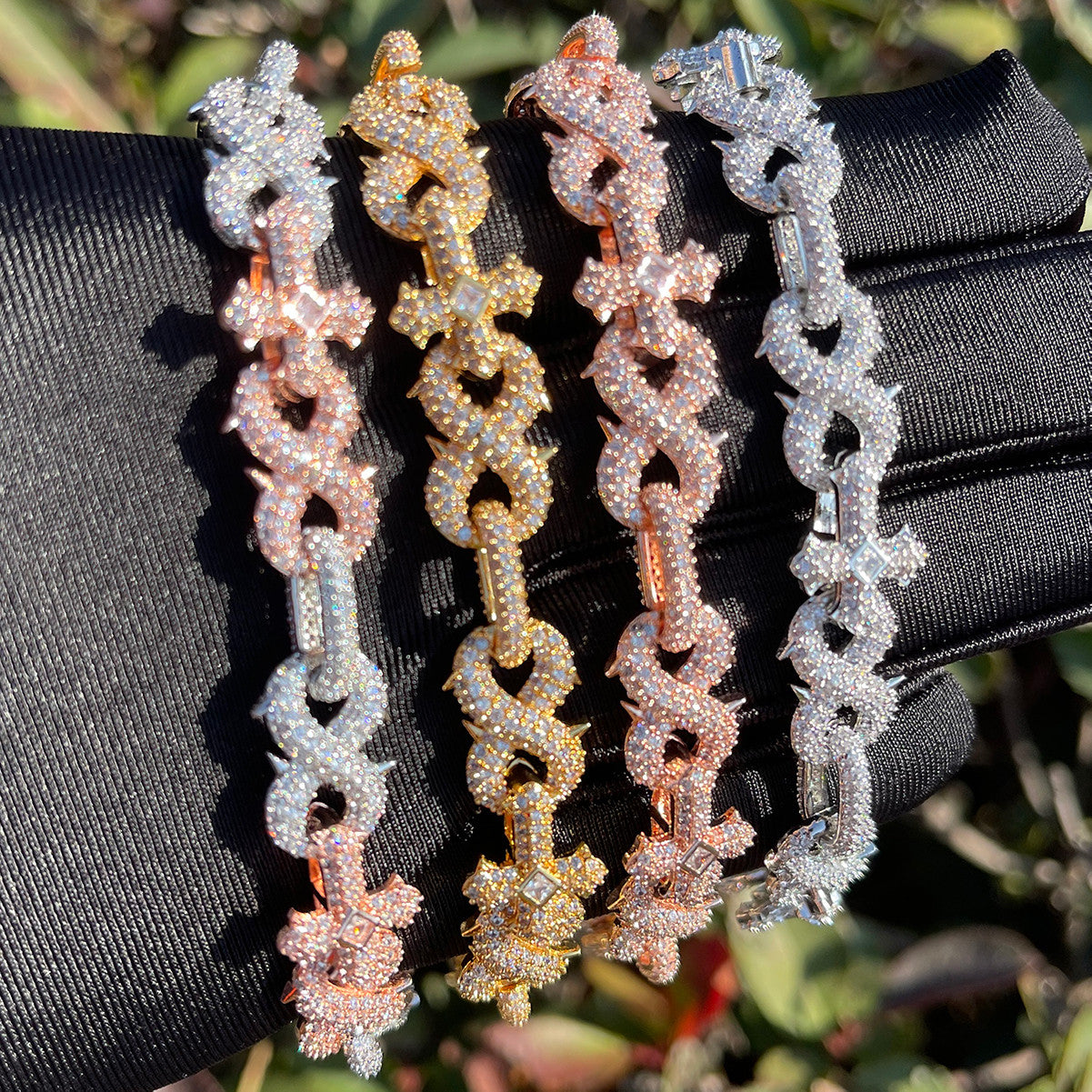 Infinity Spike | Beautiful 4 Prong Set 10mm Infinity VVS Diamond CZ Cross Bracelet