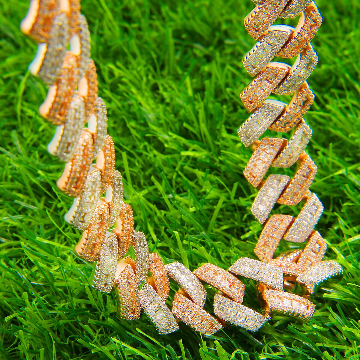 Mens Flooded Ice Miami Cuban Link Prong Set 3A Hip Hop Chain Necklace