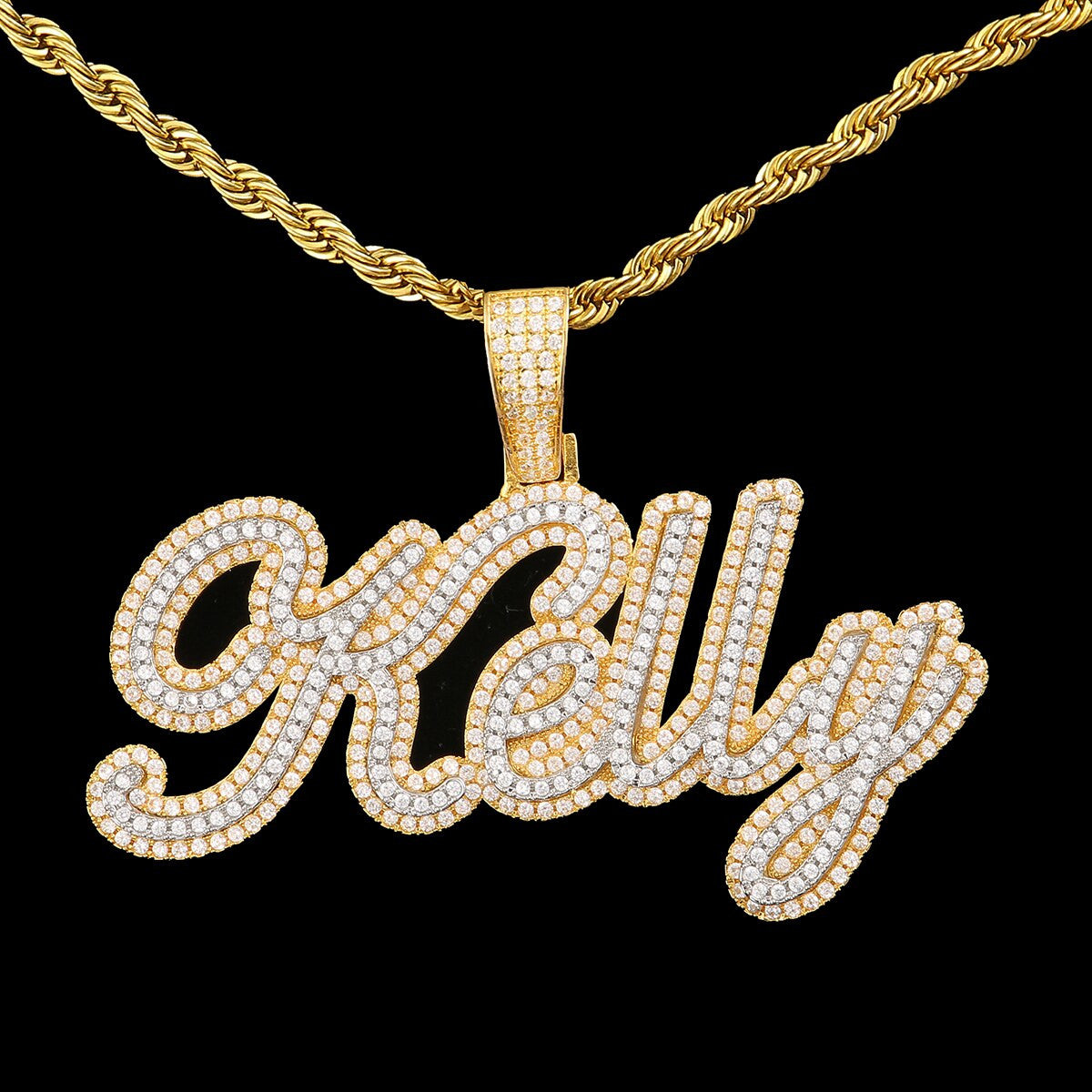 Embedded Ice | 24k Gold .925 Sterling Silver Raised Bling Custom Hip Hop Necklace