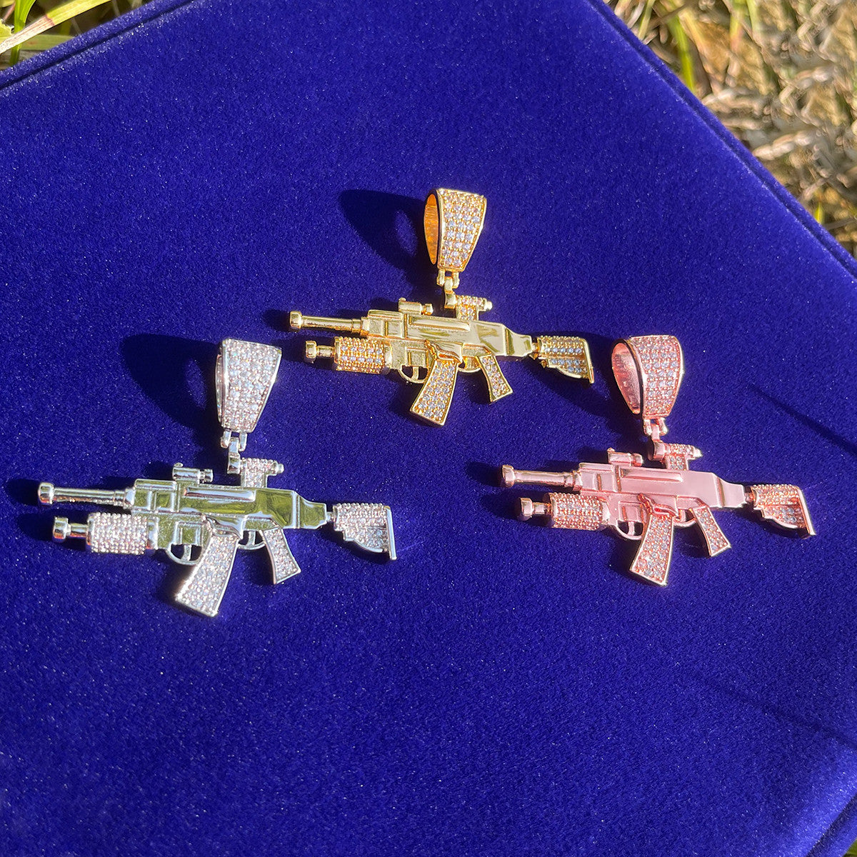 Mens Iced Socom Special Forces Gun Inspired Military Hip Hop Pistol Pendant