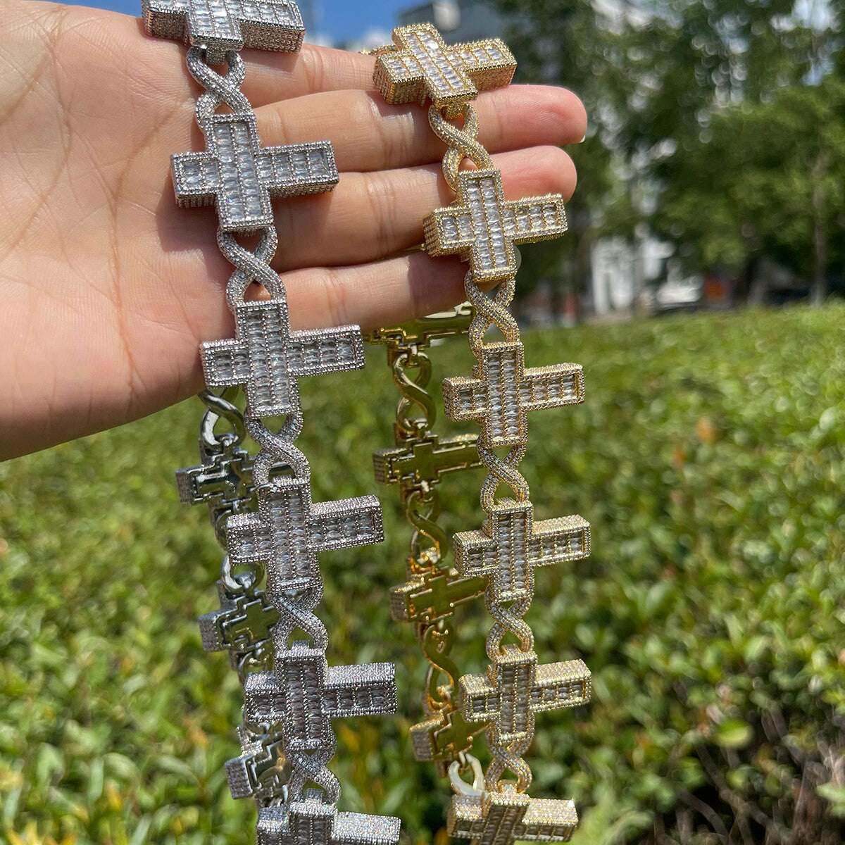 Iced Infinity | VVS Diamond Baguette Cross Link Hip Hop Chain Necklace