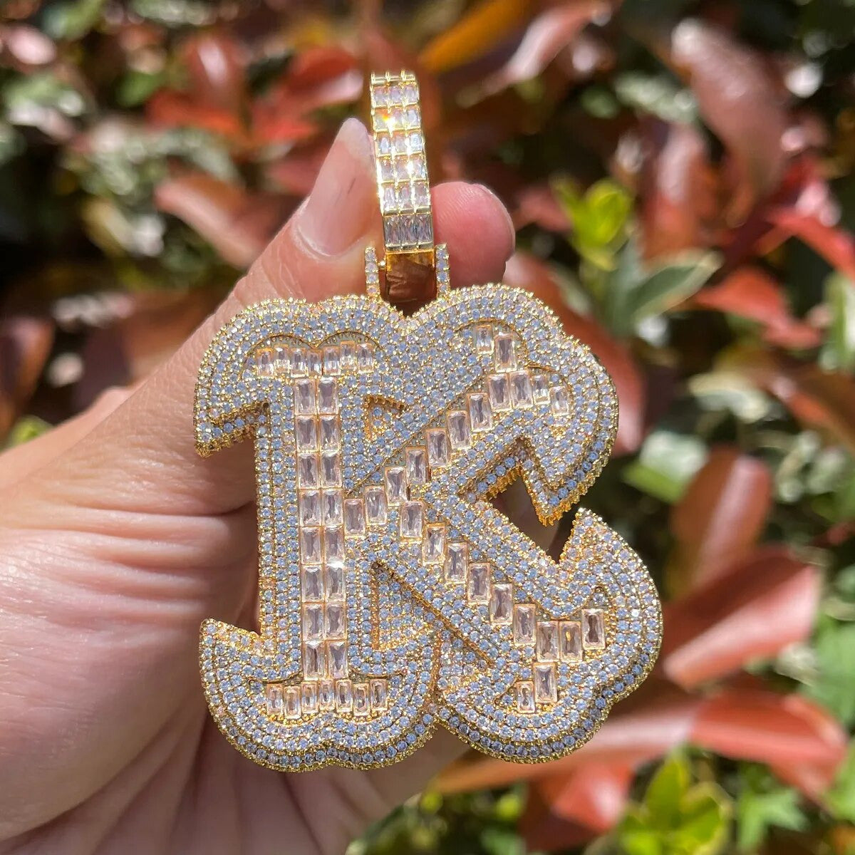 Personalized Necklace Large Gold Monogram Necklace Personalized
