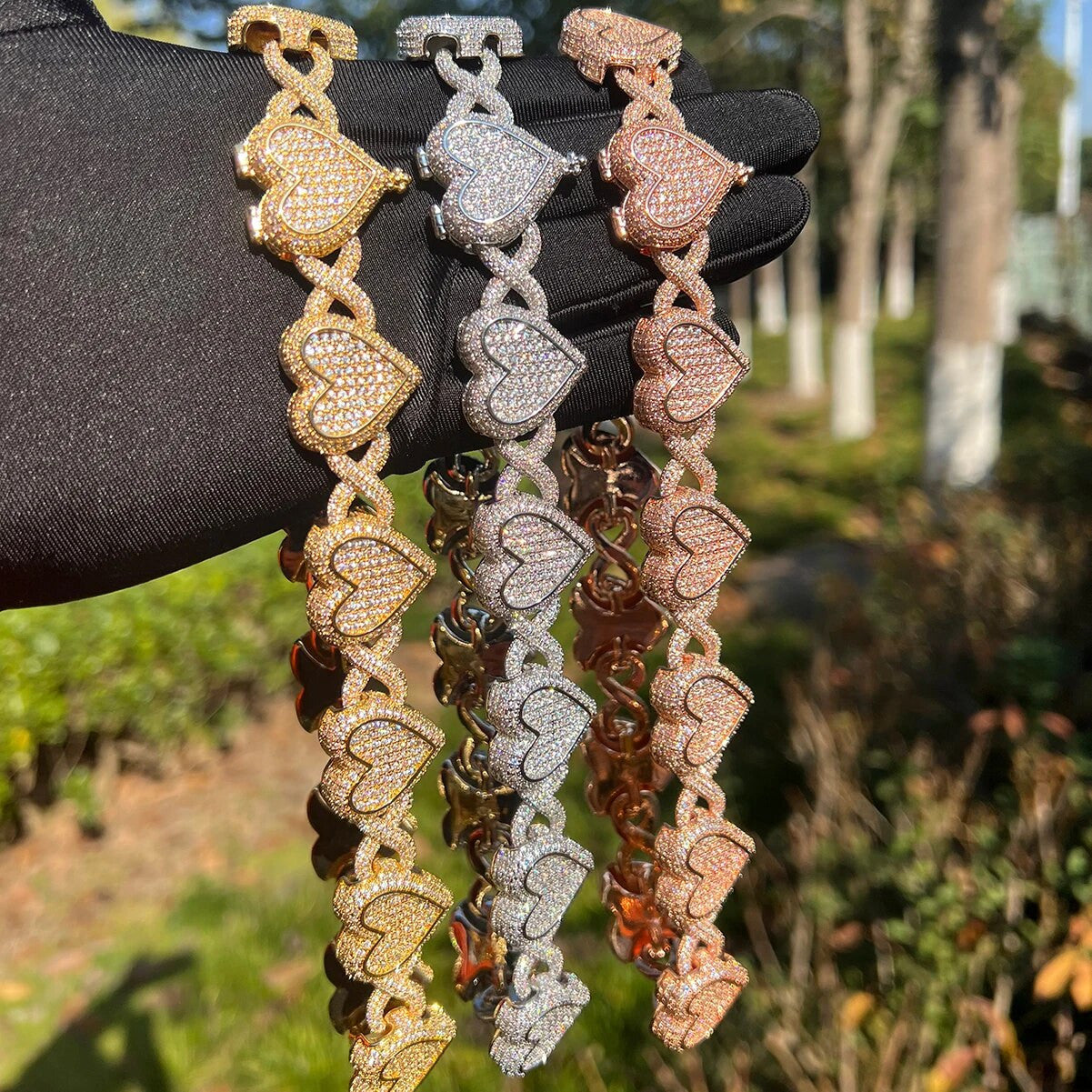 Infinity Love | Iced Prong Set Heart Infinite Link Necklace