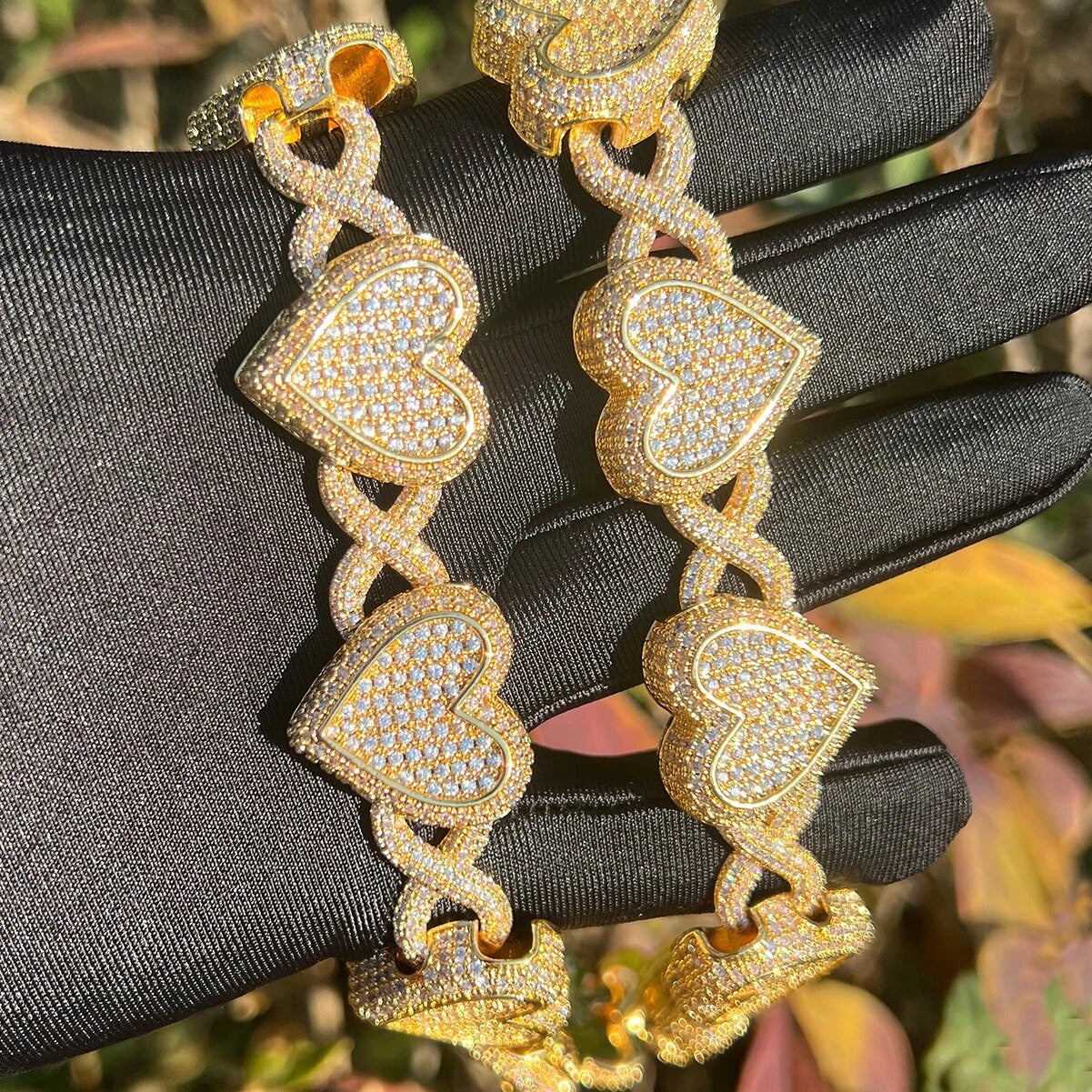 Infinity Love | Iced Prong Set Heart Infinite Link Necklace