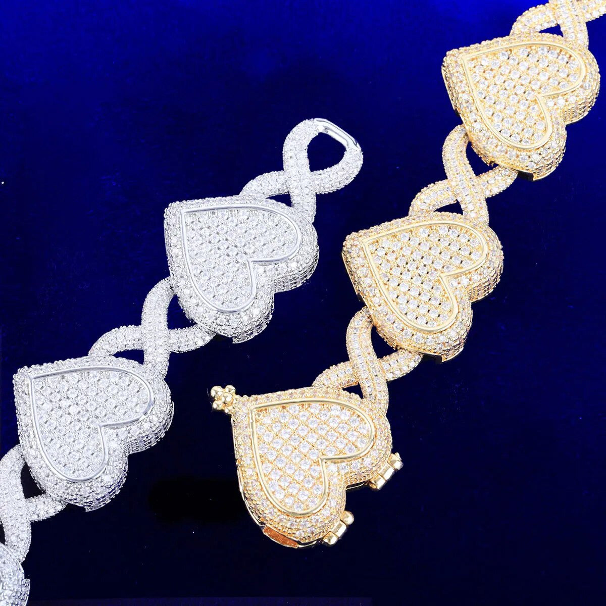 Infinity Love | Iced Prong Set Heart Infinite Link Necklace