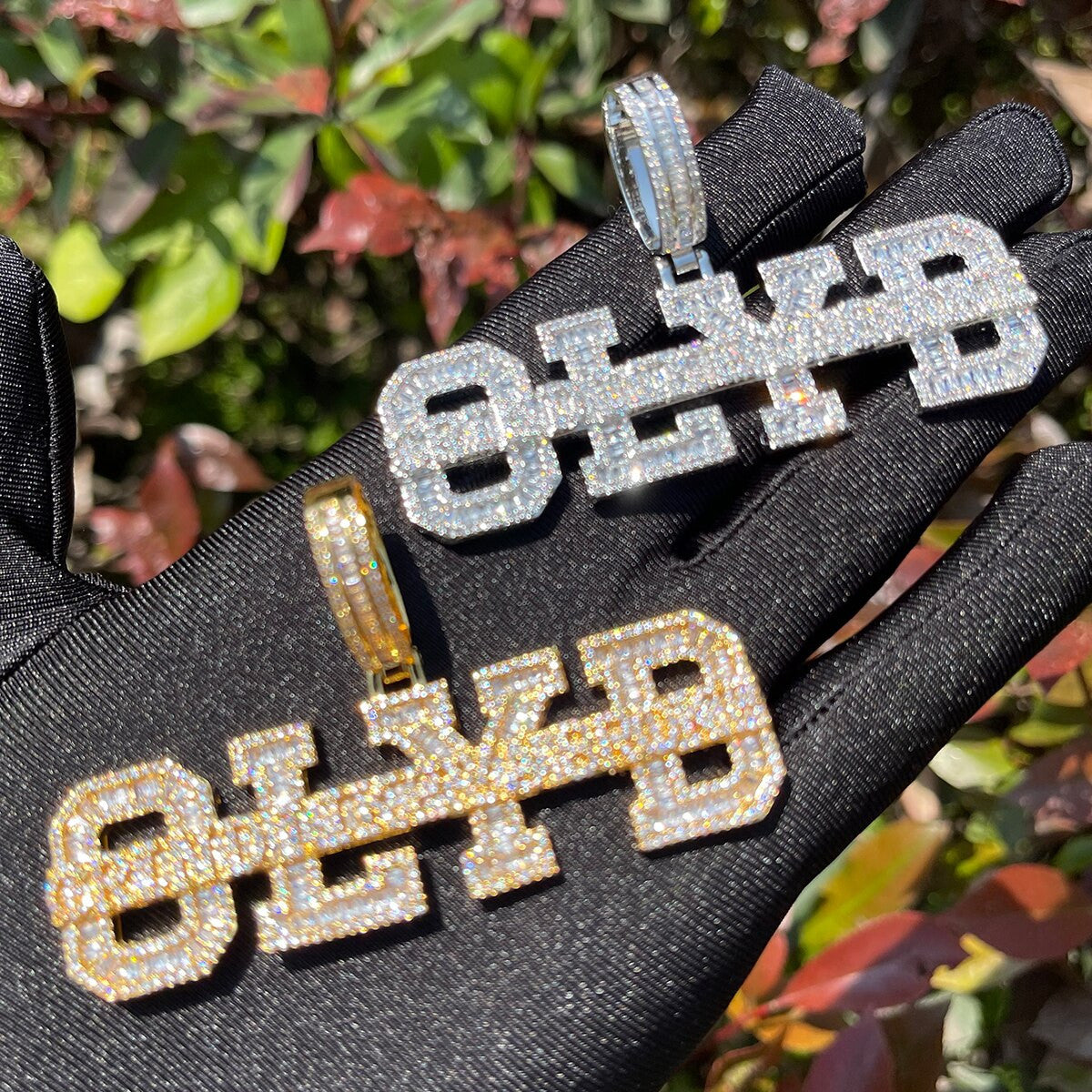 GLYB | Blinged Out Grind Like YA Broke Hip Hop Name Plate Pendant Chain Necklace