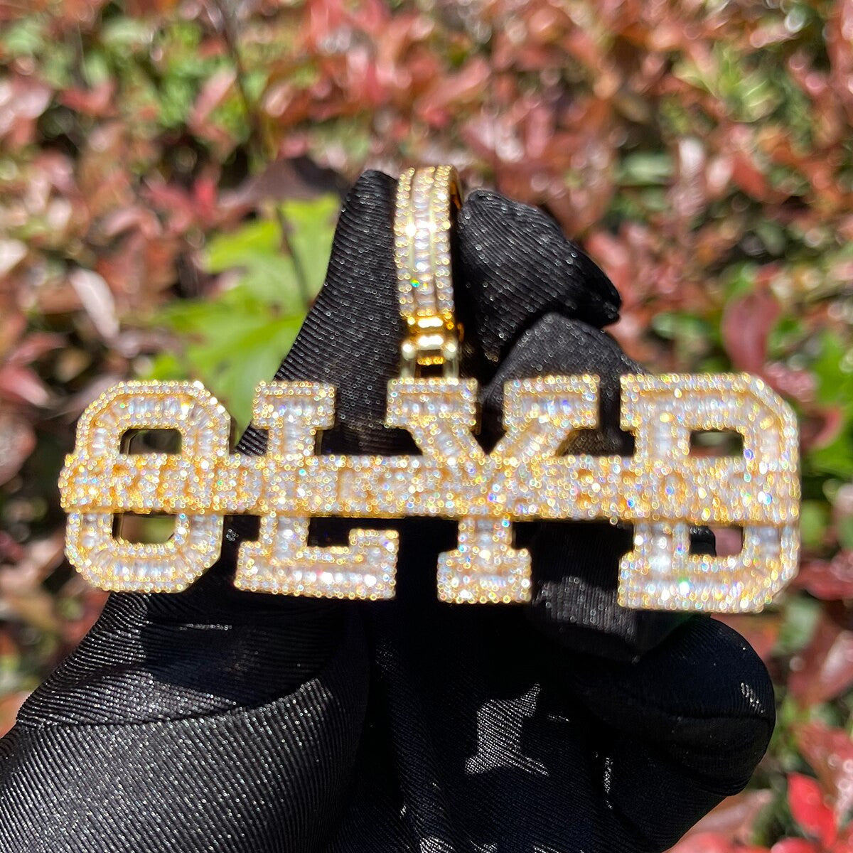 GLYB | Blinged Out Grind Like YA Broke Hip Hop Name Plate Pendant Chain Necklace