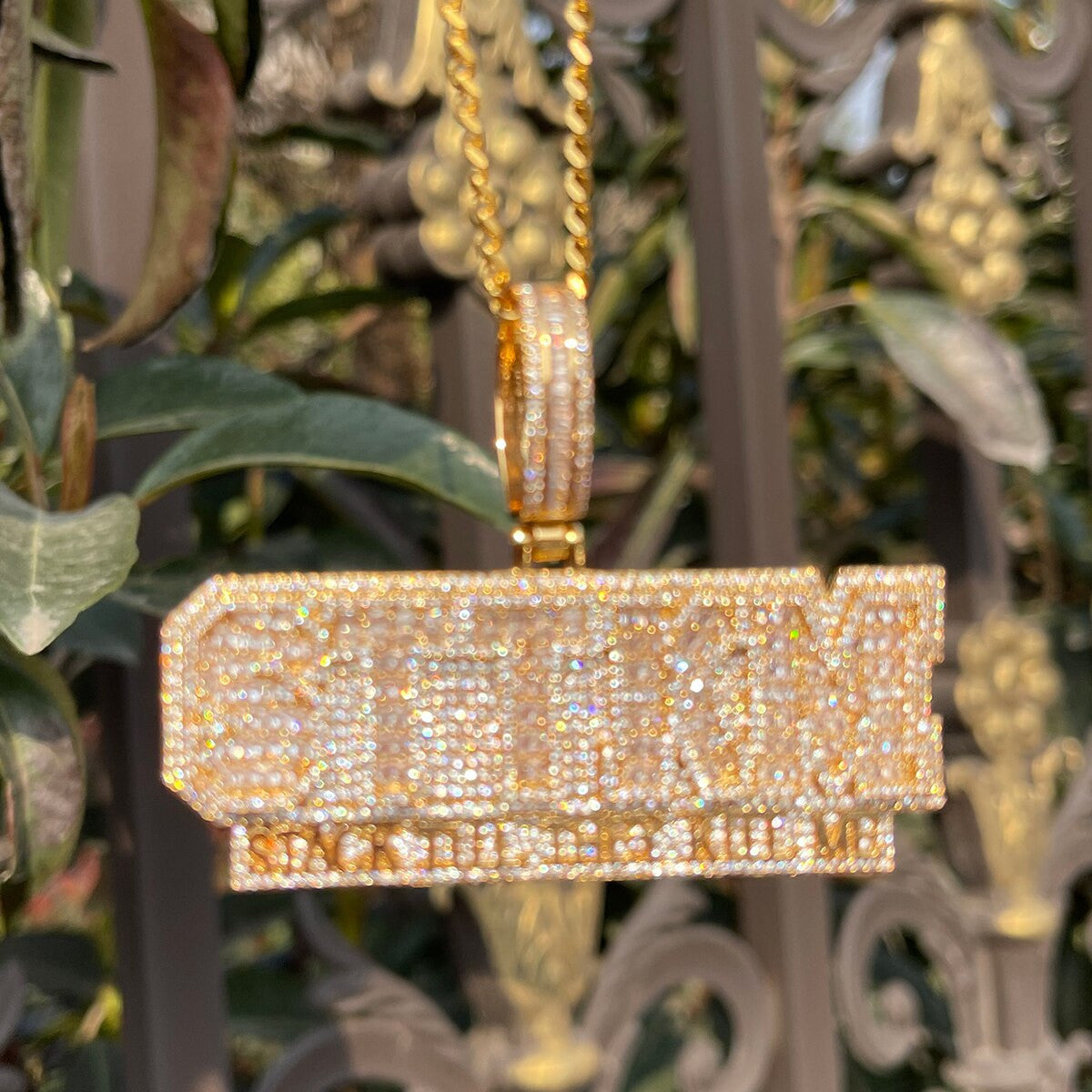 Stack Till They Kill Me | Name Plate Style VVS Diamond CZ Hip Hop Chain Pendant