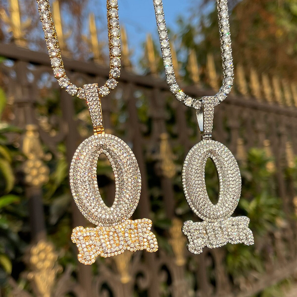 O Block | Flooded Ice 24k Gold 925 Silver Iced Blinged Out Pendant Chain Necklace