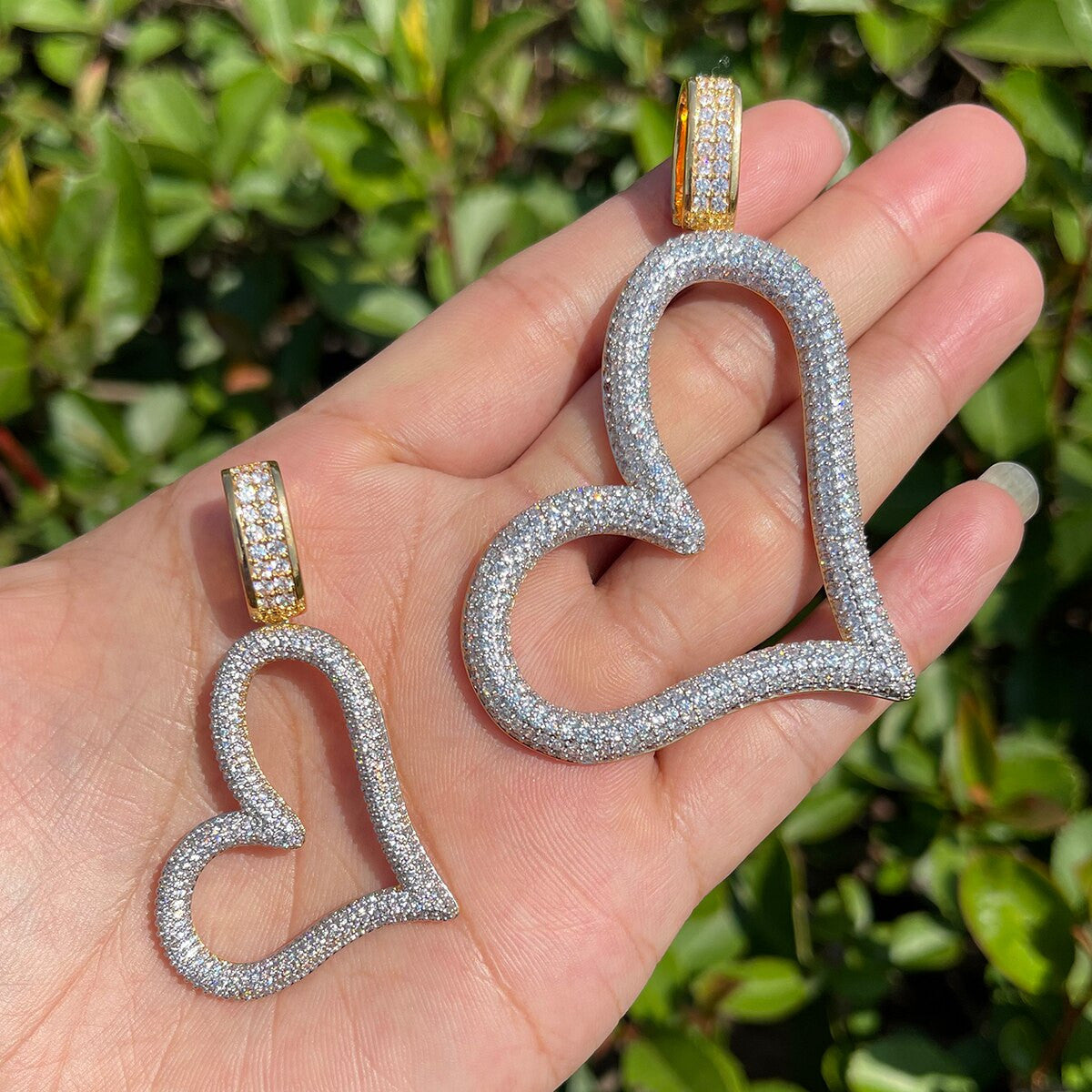 Ladies 24k 925 Silver Rose Gold Love Open Heart Prong Set Necklace