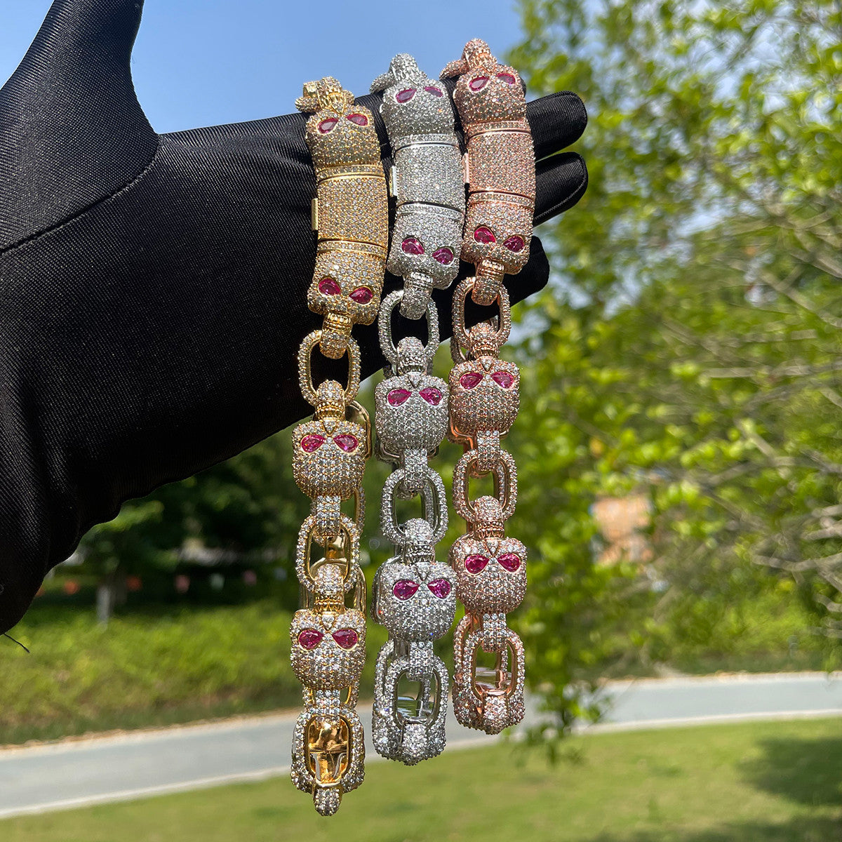 Chilled Skull | Iced 24k Gold 925 Silver Designer Hip Hop Chain Link Necklace